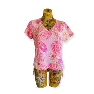 Caribbean Joe top Petite Large tshirt pink short sleeve
